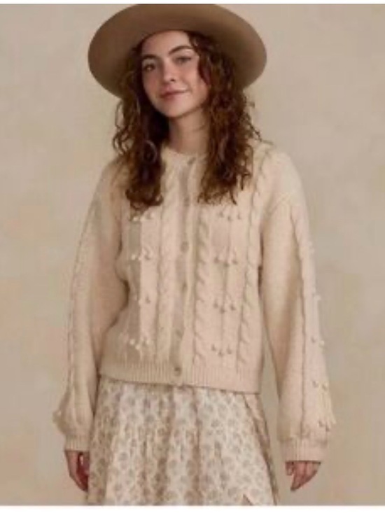 Rylee + Cru Sweaters - Rylee + Cru Cream Knit Pom-Pom Cardigan Sweater XL